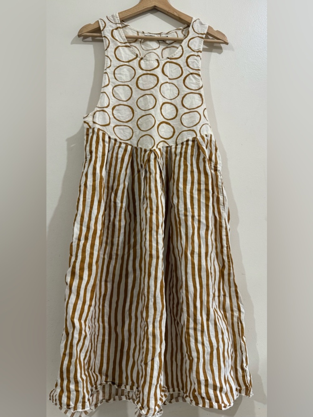Gudrun Sjödén Printed Natural Linen Top in Cream and Mustard